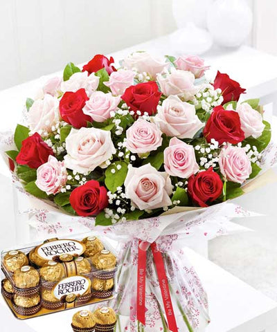 The Sweet Surprise (With Ferrero Chocolate Box) flowers CityFlowersIndia 