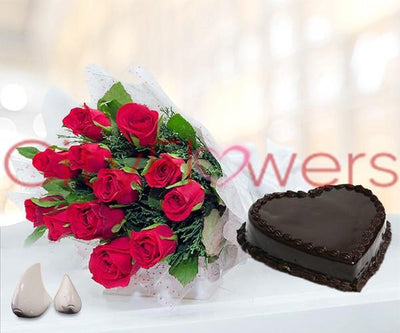 LOVE CAKE SURPRISE flowers CityFlowersIndia 