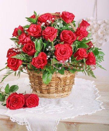 RED ROSES BASKET flowers CityFlowersIndia 