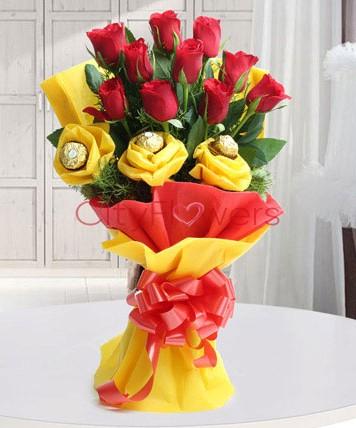 EXPRESSIONS OF RED & YELLOW flowers CityFlowersIndia 
