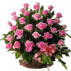 Basket Delight of Pink Roses flowers CityFlowersIndia 