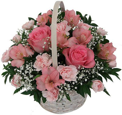 Pink Pretty Basket flowers CityFlowersIndia 
