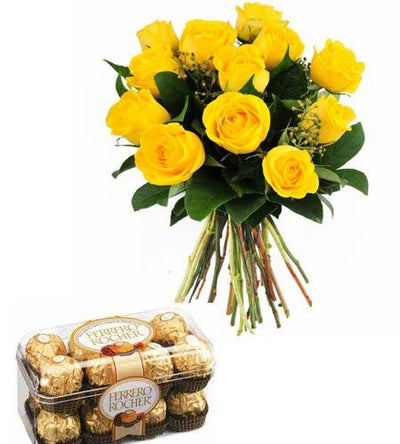 Sunshine Love with Ferrero Chocolates flowers CityFlowersIndia 