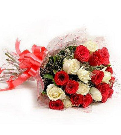 Elegance of White & Red Roses flowers CityFlowersIndia 