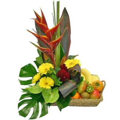 Exotic Flowers & Fresh Fruit Basket flowers CityFlowersIndia 