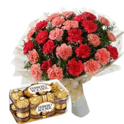 Pretty Bouquet & Ferrero Rocher flowers CityFlowersIndia 
