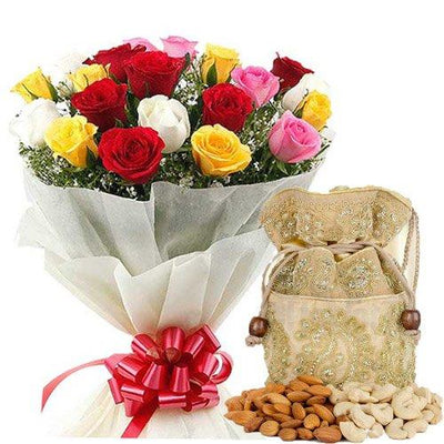 Assorted Dry Fruits & Roses Bountiful Wishes flowers CityFlowersIndia 