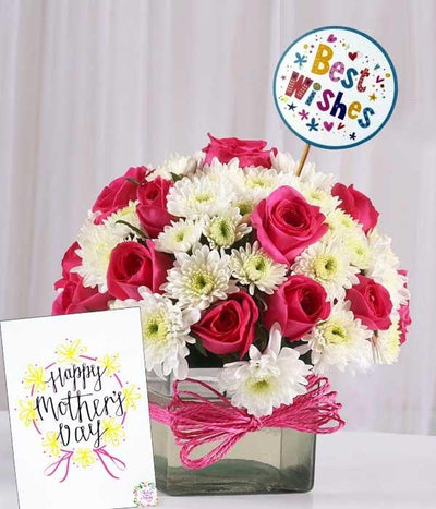30 Pink & White Beauty - Mothers Day flowers CityFlowersIndia 