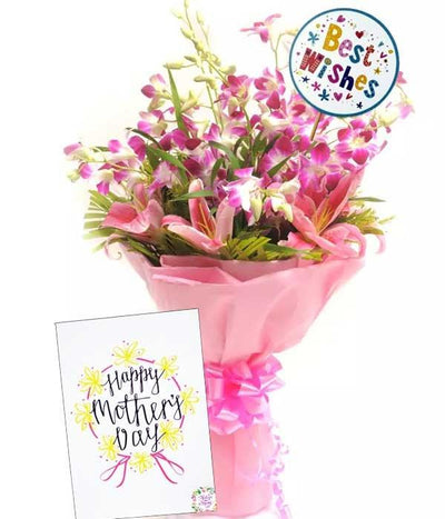 A Decorous Bunch of Orchids & Lilies - Mothers Day flowers CityFlowersIndia 