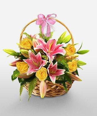 GLORIOUS BASKET ARRANGEMENT flowers CityFlowersIndia 