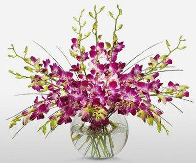 GLOWING PURPLE ORCHIDS IN FISH BOWL flowers CityFlowersIndia 