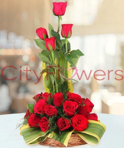 CAPTIVATING RED BASKET flowers CityFlowersIndia 