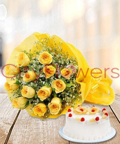PRETTILY CAKE BOUQUET flowers CityFlowersIndia 
