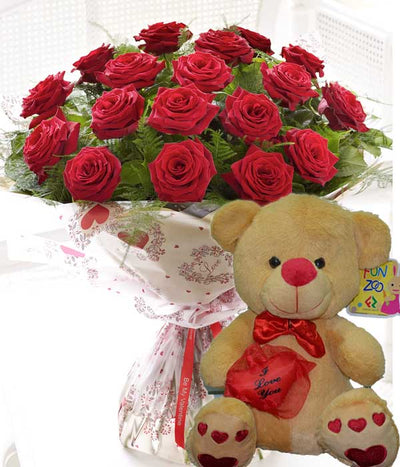 Expressions of Love (With Bear) flowers CityFlowersIndia 