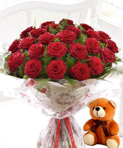 Cheerful Valentine Surprise with Cute Bear flowers CityFlowersIndia 