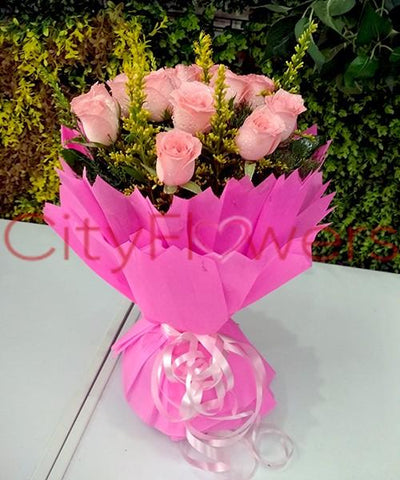 PINK SHOWER BOUQUET flowers CityFlowersIndia 