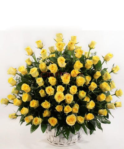 BASKET DELIGHT OF YELLOW ROSES flowers CityFlowersIndia 