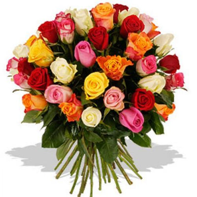 50 Multi Colored Roses bouquet flowers CityFlowersIndia 