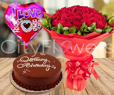 PERFECT LOVE COMBO WITH CAKE flowers CityFlowersIndia 