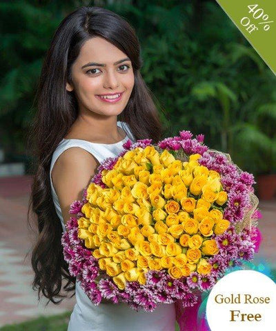 Gorgeous Yellow by City Flowers - Free Gold Rose flowers CityFlowersIndia 