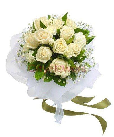 DOZEN PURE WHITE BUNCH flowers CityFlowersIndia 