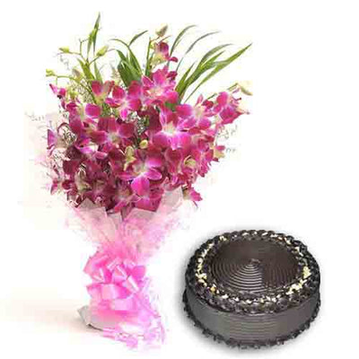 Orchids Cake Surprise flowers CityFlowersIndia 