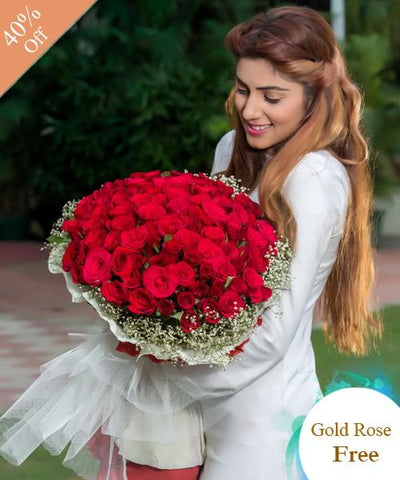 Lovely Red Roses By City Flowers - Golden Roses Free flowers CityFlowersIndia 