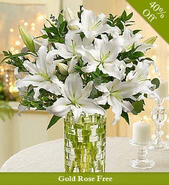 Huge White Beauty By City Flowers - Free Golden Rose flowers CityFlowersIndia 