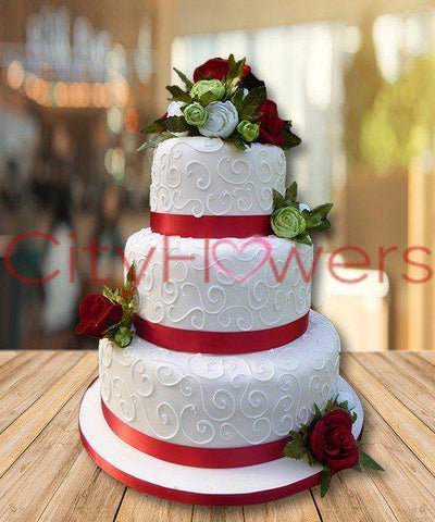 3 TIER ROYAL CAKE flowers CityFlowersIndia 