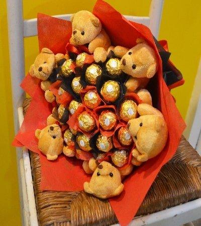 TEDDIES ROCHER SURPRISE flowers CityFlowersIndia 