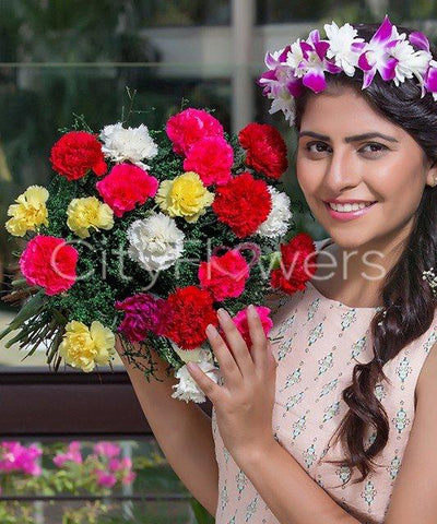 DOZEN MIXED CARNATIONS flowers CityFlowersIndia 