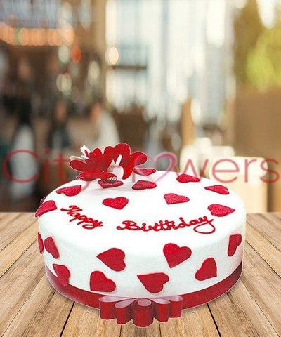 HEARTY BIRTHDAY CAKE flowers CityFlowersIndia 