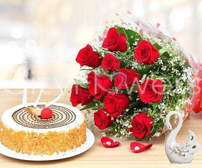 FRESH SUGAR DELIGHT WITH CAKE flowers CityFlowersIndia 