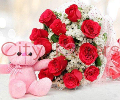 RED LUSTROUS ROSES flowers CityFlowersIndia 