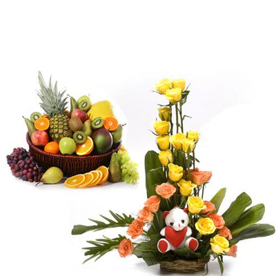 Fruits and Surprise flowers CityFlowersIndia 