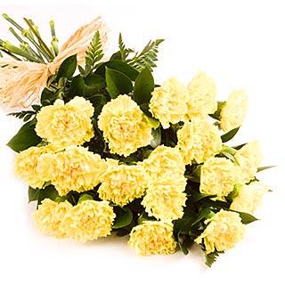 Bright Yellow - 18 Carnations flowers CityFlowersIndia 