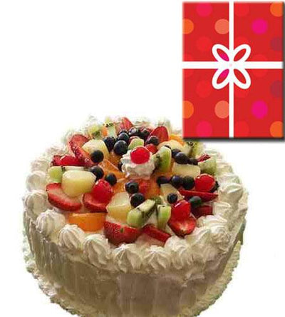 Fresh Fruit Cake Delight & Card flowers CityFlowersIndia 