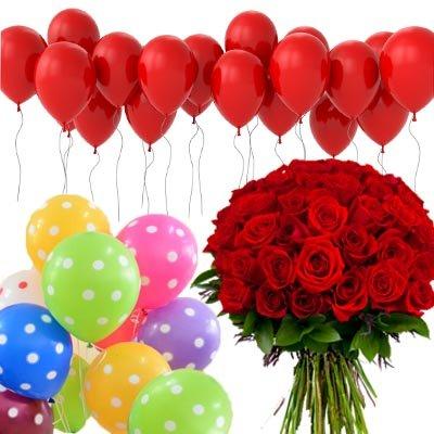 Balloons & Surprise flowers CityFlowersIndia 