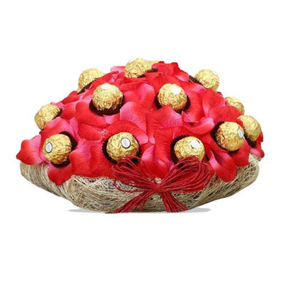 Vibrant Chocolate Bouquet of Ferrero Rocher flowers CityFlowersIndia 
