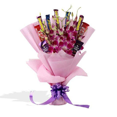 Orchid Embrace(Assorted Chocolate Bouquet) flowers CityFlowersIndia 