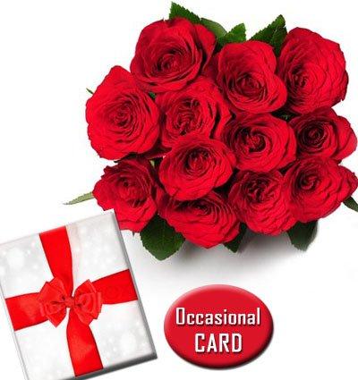 Red Roses and Occasional Card flowers CityFlowersIndia 