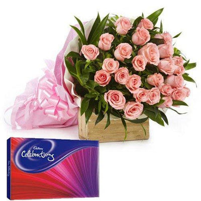 Pretty Pink Bouquet (Cadbury Celebrations Included) flowers CityFlowersIndia 