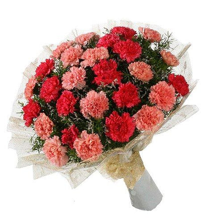 Red & Pink Carnations- Hand Bunch flowers CityFlowersIndia 