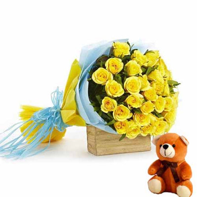 Yellow Lustrous Roses flowers CityFlowersIndia 