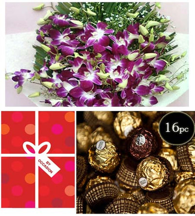Remembrance With Orchids and Ferrero Bouquet flowers CityFlowersIndia 