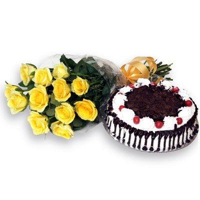 Friendly Surprise with Cake flowers CityFlowersIndia 