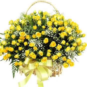 Premium Yellow Basket - 200 Roses flowers CityFlowersIndia 
