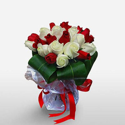 Elegance of White & Red Roses flowers CityFlowersIndia 