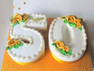 Double Number Shape Cake flowers CityFlowersIndia 