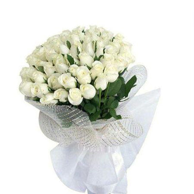 White Roses bouquet (Special Packing) flowers CityFlowersIndia 